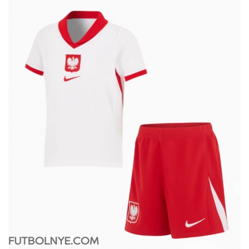 Camiseta Polonia Primera Equipación para niños Eurocopa 2024 manga corta (+ pantalones cortos)